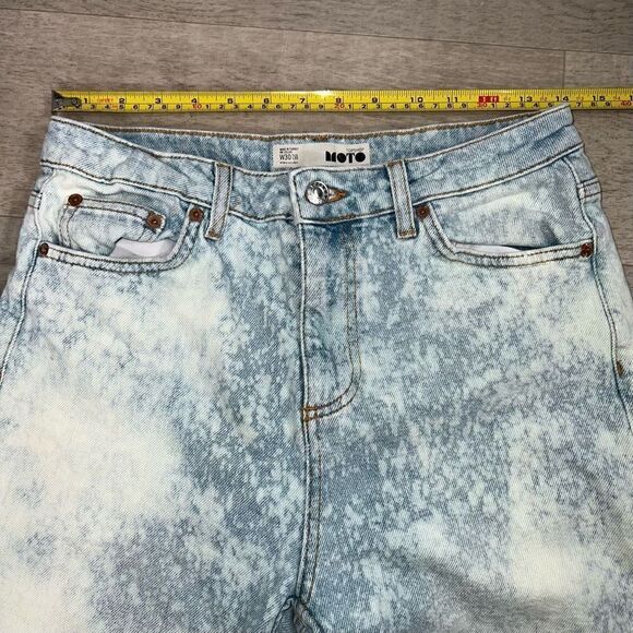 Topshop MOTO Distressed Bleach Wash Raw Cut Frayed Hem Cuff Women’s W30” x L30” - Picture 3 of 14